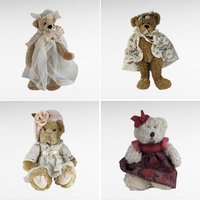 Vintage Girl Teddy Bear Lot - 1993 Ty Eve, Russ Claudette, Hen & Holly, Russ Berrie Bronwyn - Collectible Bears, Vintage Plush, Gift Ideas