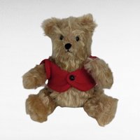 Vintage Teddy Bear Pair, 12" Dressed Bear, 8" Jointed Vest Bear, Collectible Plush Toys, Gift for Kids, Vintage Toy Decor, Display Bears