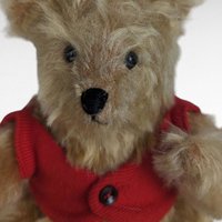 Vintage Teddy Bear Pair, 12" Dressed Bear, 8" Jointed Vest Bear, Collectible Plush Toys, Gift for Kids, Vintage Toy Decor, Display Bears