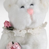 Vintage White Teddy Bears, Joan Chesney Jointed Bear, Berkeley Designs Floral Bear, Collectible Plush Toys, Gift for Collector