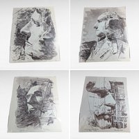 Vintage Rose Mary Goodson Mount Rushmore Print Set, Jefferson, Roosevelt, Lincoln, Washington, Historical Art, Americana Decor