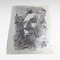 Vintage Rose Mary Goodson Mount Rushmore Print Set, Jefferson, Roosevelt, Lincoln, Washington, Historical Art, Americana Decor