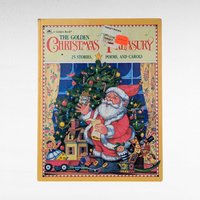 Vintage Christmas Children's Book Pair, Dick Van Dyke Mr. Finnagan's Giving Chest, Golden Christmas Treasury Stories Carols, Holiday Books