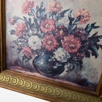 Vintage Pair Still Life Flower Prints, Framed Floral Lithographs, Art Treasure Prints, Wall Decor, Floral Art, Vintage Home Decor
