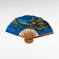 Vintage Decorative Fans, Cloth Wood Plastic, Asian Inspired Decor, Wall Hanging, Gift for Fan Collectors, Home Decor Accent