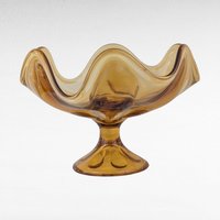 Vintage Viking Epic Amber Glass Compote Dish, Six Petal Footed Bowl, Mid Century Modern Decor, Gift for Hostess, Collector