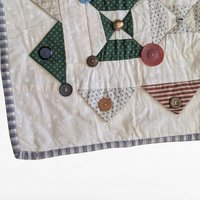 Handmade Patchwork Quilt with Button Accents, 32x28 Inch Lap Quilt, Vintage Style Throw Blanket, Gift for Baby, Child, or Quilt Lover