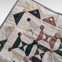 Handmade Patchwork Quilt with Button Accents, 32x28 Inch Lap Quilt, Vintage Style Throw Blanket, Gift for Baby, Child, or Quilt Lover