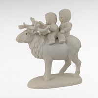 Vintage Dept 56 Snowbabies "A Journey for Two by Caribou!" Figurine, 8 Inch, Collectible Snowbabies, Gift for Collector, Christmas Decor