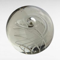 Vintage Glass Swirl Paperweight, Clear Glass Paperweight with White Swirl Design, Desk Accessory