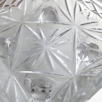 Vintage Crystal Candy Bowl with Lid, 10"H, Diamond Pattern Glass, Footed Bowl, Home Decor, Hostess Gift, Candy Jar