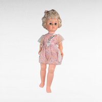 Vintage 1960s Walking Plastic Doll, 22.5" Pink Dress, Collectible Toy, Display Doll, Gift for Vintage Doll Collectors