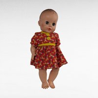 Vintage Eegee Baby Doll 14.5", Red Floral Dress, Moving Arms & Legs, Open and Close Eyes, Collectible Doll, Play Doll