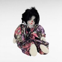 Vintage Soft Clown Doll, 6 Inch Height, Fabric Clown with Black Hair, Collectible Clown, Vintage Toy, Decorative Clown