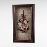 Vintage Shadowbox Wall Hanging with Angel and Flowers.