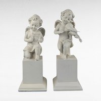 Vintage White Cherub Figurines, Musical Cherub Statues, Resin Cherub Decor, Angel Decor, Home Decor, Gift for Angel Lovers