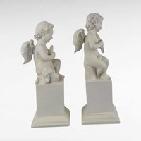 Vintage White Cherub Figurines, Musical Cherub Statues, Resin Cherub Decor, Angel Decor, Home Decor, Gift for Angel Lovers