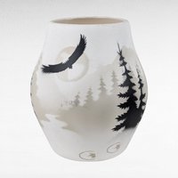 2004 Navajo Pottery Vase with Horse Design, Hand-Painted Vase, Southwest Decor, Native American Art, Collectible Pottery