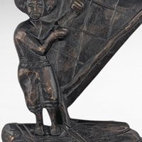 Vintage Carved Wood Sailor on Sailboat Wall Hanging, Nautical Decor, Gift for Him, Boating Enthusiast, Man Cave Art, 18 Inch