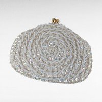 Vintage Princess Gardner Beaded Sequin Coin Purse, Ivory Evening Bag, Bridal Purse, Gift for Her, Original Box