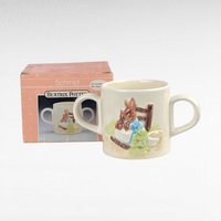 1987 Schmid Beatrix Potter Mrs. Rabbit 2 Handled Ceramic Cup, Vintage Children's Mug, Collectible Beatrix Potter, Gift for Nursery