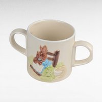 1987 Schmid Beatrix Potter Mrs. Rabbit 2 Handled Ceramic Cup, Vintage Children's Mug, Collectible Beatrix Potter, Gift for Nursery