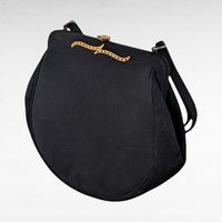 Vintage Black Evening Bag, Gold Tone Clasp, Classic Formal Handbag, Gift for Her