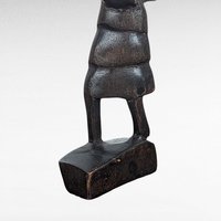Vintage Hand Carved Wooden Figurines, Tribal Art Decor, African Woman on Horse, Man with Pole, Collectible Wood Carvings