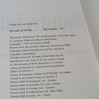 1971 Signed Lawrence Welk Autobiography "Wunnerful, Wunnerful!" 7th Printing, Vintage Music History Book