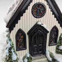Vintage Byron Mold Lighted Musical Church, Ceramic Christmas Village Decoration, Holiday Decor, Gift for Collector