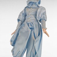 Vintage Pierrot Clown Doll, Blue Ceramic Doll, 19 1/4 Inches, Collectible Clown Doll, Gift For Collector, Vintage Home Decor