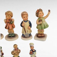 Vintage Hummel Figurine Set, 8 Piece Collection, Miniatures, "We Congratulate" Tin, Gift for Collector, Hummel Lovers