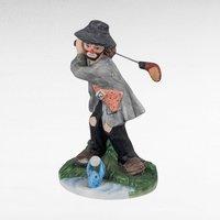 Vintage Flambro Emmett Kelly Jr. Hobo Clown Golf Figurine, Swinging Golf Club, Collectible Clown, Gift for Golfer, 5 Inches, Circus Theme
