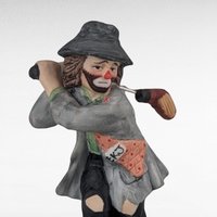 Vintage Flambro Emmett Kelly Jr. Hobo Clown Golf Figurine, Swinging Golf Club, Collectible Clown, Gift for Golfer, 5 Inches, Circus Theme
