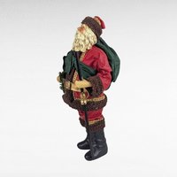 Vintage Santa with Pole Figure, Stiff Fabric Christmas Decoration, Collectible Holiday Decor, Unique Santa Claus, Mantle Decor