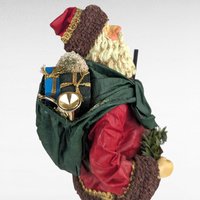 Vintage Santa with Pole Figure, Stiff Fabric Christmas Decoration, Collectible Holiday Decor, Unique Santa Claus, Mantle Decor