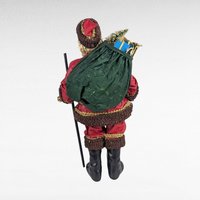 Vintage Santa with Pole Figure, Stiff Fabric Christmas Decoration, Collectible Holiday Decor, Unique Santa Claus, Mantle Decor