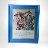 Set of 3 Vintage Framed Ad Prints, Black Jack Gum, Maxwell House Coffee, Postum Beverage, Retro Decor, Advertising Art