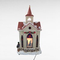 1998 Mr. Christmas Village Square Lighted Silhouette Church, Vintage Ceramic Christmas Decoration, Holiday Decor, Gift for Collector