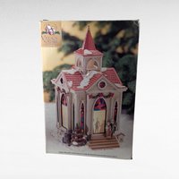 1998 Mr. Christmas Village Square Lighted Silhouette Church, Vintage Ceramic Christmas Decoration, Holiday Decor, Gift for Collector
