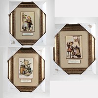 Vintage Hummel Prints Set, 1981 Framed Hummel Art, Honey Lovers, Mother's Helper, Little Bookkeeper, Collectible Hummel,