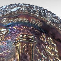 1970 Fenton Glass Christmas Plate, The Little Brown Church in the Vale, Vintage Holiday Decor, Collectible Glass Plate, Winter Scene