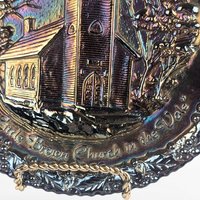 1970 Fenton Glass Christmas Plate, The Little Brown Church in the Vale, Vintage Holiday Decor, Collectible Glass Plate, Winter Scene