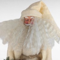 Vintage Off White Santa Figure, 12.5" Neutral Toned Santa, Rustic Christmas Decor, Unique Santa Figurine, Gift for Santa Collector