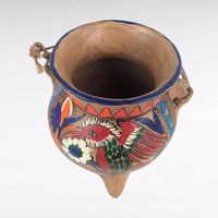 Vintage Handpainted Terracotta Bowl, 6.5" Hanging Planter, Folk Art Pottery, Boho Decor, Gift for Plant Lover, Housewarming Present