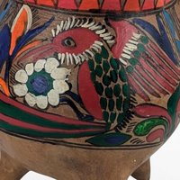 Vintage Handpainted Terracotta Bowl, 6.5" Hanging Planter, Folk Art Pottery, Boho Decor, Gift for Plant Lover, Housewarming Present