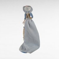 Vintage Porcelain Victorian Tassel Doll, Blue Dress, Umbrella, Hat, Display Doll, Dresser Doll, Gift for Doll Collector