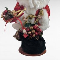 Vintage Santa with Bag and Bells Figure, 12", Christmas Decor, Holiday Collectible, Gift for Santa Collector