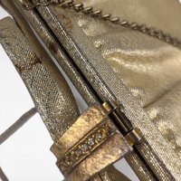 Vintage Gold Handbag, Evening Bag, Clutch Purse, Rhinestone Clasp, Retro Style, Mid-Century Fashion