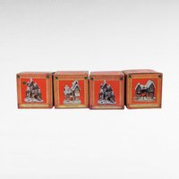 Set of 4 Vintage David Winter Christmas Ornaments, Fairytale Castle, Tudor Manor, Collectible Holiday Decor, Gift for Collector